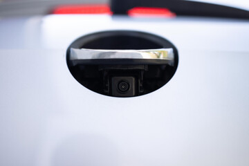 Rear view camera. Luxury back car rear view camera for parking assistance. Concept of safety car...