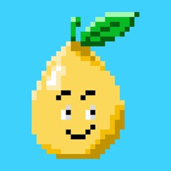 vector clip art of cartoon pear in pixel style
