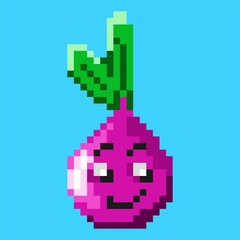 vector clip art of cartoon onion character in pixel style
