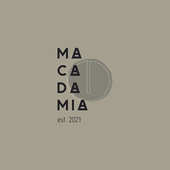 Macadamia nut logo corporate business for salon shop or cafe or restaurant logotype design for company brown color line minimalism font