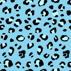 Abstract modern leopard seamless pattern. Animals trendy background. Blue decorative vector stock illustration for print, card, postcard, fabric, textile. Modern ornament of stylized skin