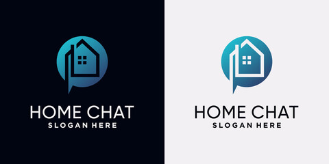 Home chat logo design template with creative concept