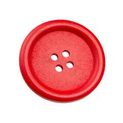 Red cloth button sew material isolated on the white background