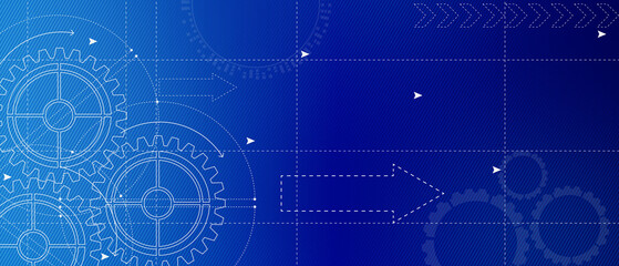 Technical drawing of gears on a blue background