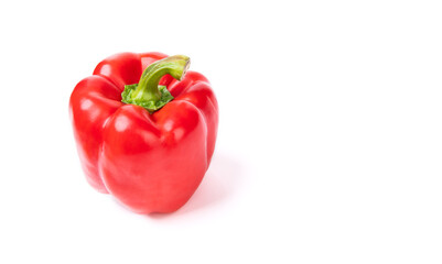 fresh and ripe red pepper isolated on white. copy space