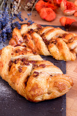 Maple and pecan plait Danish pastry