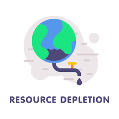Global Resource Depletion with Earth Globe Having Pipe with Drop and Valve Vector Illustration