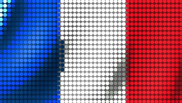 Background of the Flag of France from round particles. Seamless Animation 3D