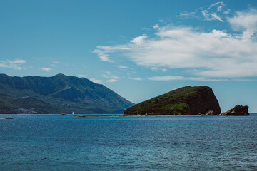 Amazing view of St.Nicholas island and the sea near Budva.
