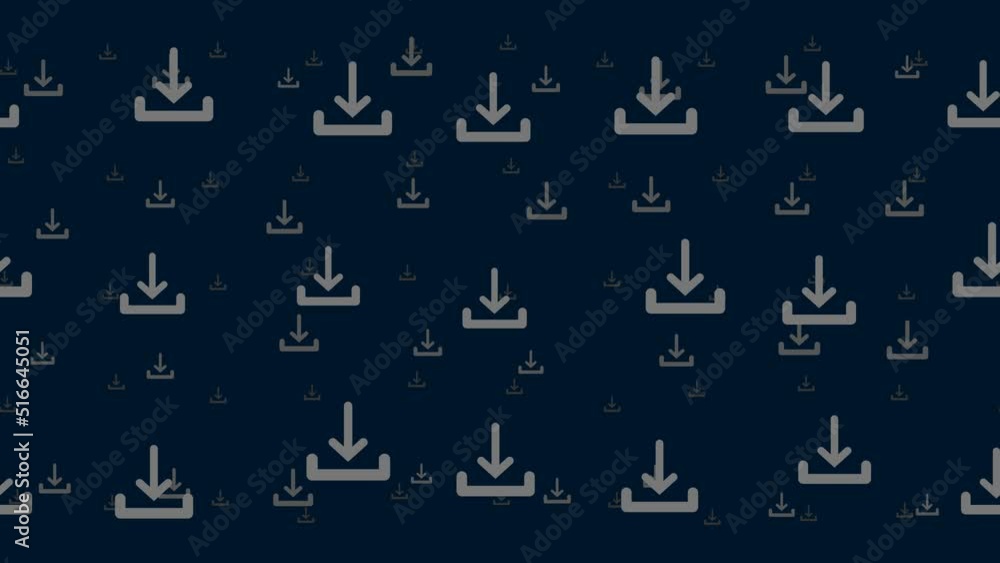 Poster download symbols float horizontally from left to right. parallax fly effect. floating symbols are lo