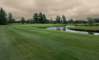 Obraz premium Nice view on a Canadian golf club in Quebec