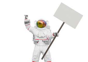 astronaut is protesting in white background