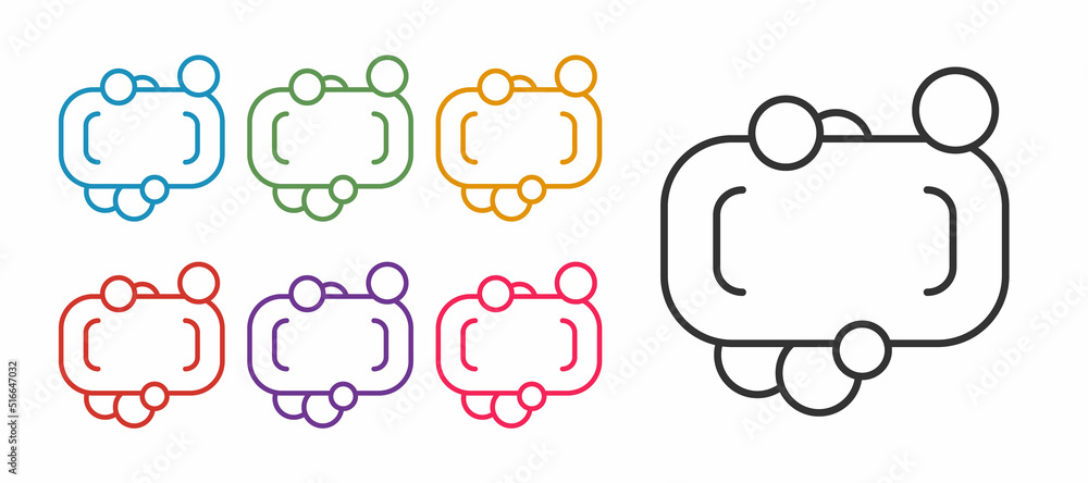Poster set line bar of soap icon isolated on white background. soap bar with bubbles. set icons colorful. v