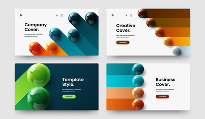 Amazing website screen vector design layout bundle. Premium 3D spheres banner concept set.