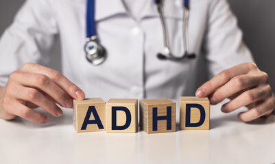 ADHD abbreviation, word. Attention deficit disease concept