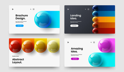 Trendy 3D balls presentation template collection. Clean poster vector design layout composition.