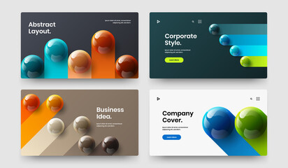 Original cover design vector template composition. Clean 3D balls flyer layout collection.