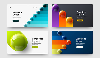Modern 3D balls company identity concept composition. Creative postcard vector design template collection.