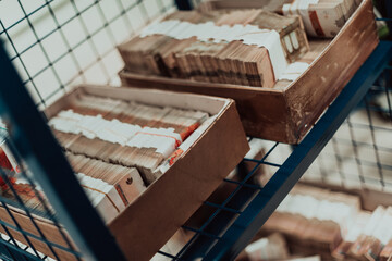 Large amounts of money that are in storage boxes in the bank