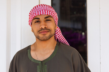 Handsome arab man portrait in the street