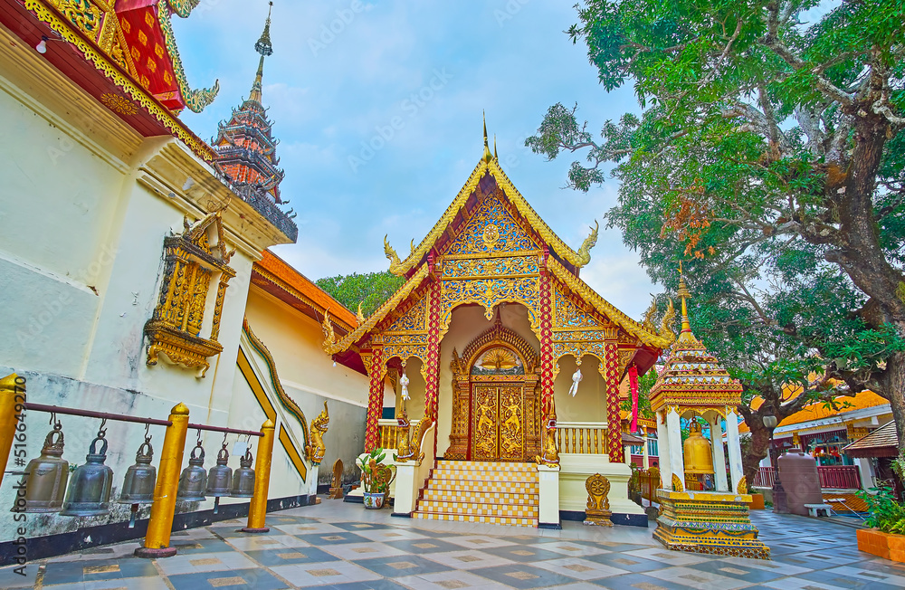 Sticker Lanna style Vihara of Wat Phra That Doi Suthep temple, Chiang Mai, Thailand