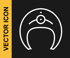 White line Fish steak icon isolated on black background. Vector