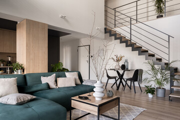 Spacious two-floor apartment interior