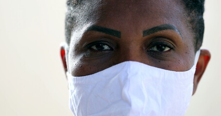 Black African woman wearing covid-19 face mask