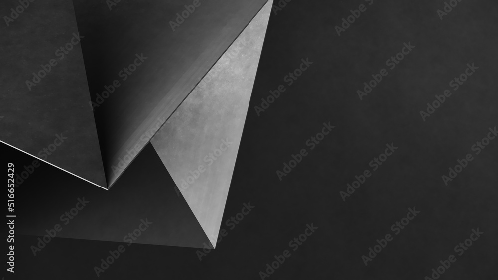 Wall mural abstract gray geometric shapes of triangles paper. concrete gray background. 3d rendering