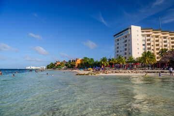Ripple in the water near hotel on the sandy beach in Cancun, Yukatan, Mexico