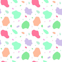 Semless hand drawn pattern with colorful spots. Abstract ornament for fabric print, greeting card. Vector illustration.