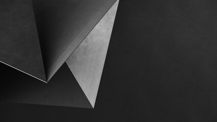 Abstract gray geometric shapes of triangles paper. Concrete gray background. 3d Rendering
