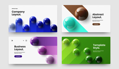 Creative website vector design layout bundle. Unique realistic spheres company identity template set.