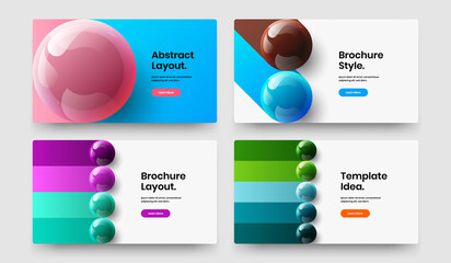 Abstract 3D balls site template bundle. Bright front page vector design illustration composition.