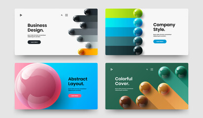 Fototapeta na wymiar Fresh brochure design vector template composition. Minimalistic realistic spheres company cover layout bundle.