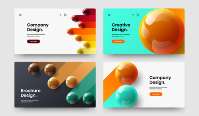 Minimalistic 3D balls leaflet layout bundle. Isolated banner design vector template set.