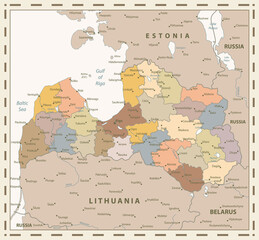 Latvia Retro Colors Map