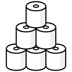 太い線で描かれたカットイラスト / 山積みのトイレットペーパー