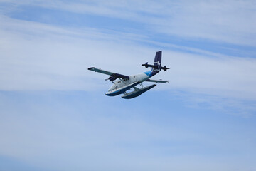 seaplane flight on the sea