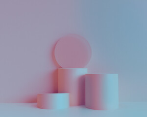 Cylinder 3d Background minimal scene with geometric platform. Gradient blue podium showcase on pedestal modern 3d studio blue Background