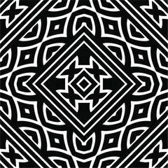 Abstract geometric seamless pattern. Black and white vector background. black mandala.