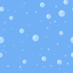Seamless hand-drawn pattern with bubbles on a blue background.