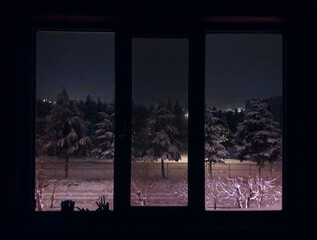 dark winter window