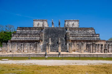 Temple of the Warriors in Chichen Itza, Quintana Roo, Mexico. Mayan ruins near Cancun