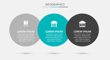 Fototapeta premium Set Warehouse, Cardboard box with traffic symbol and Free storage. Business infographic template. Vector