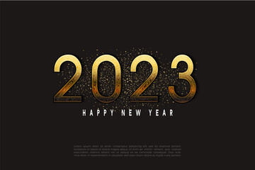 2023 happy new year background special edition on gold number, 