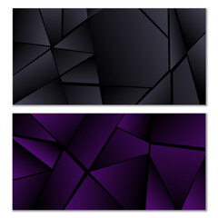 Obraz premium Abstract polygonal pattern. Set of two dark gradient polygonal backgrounds. Background design, cover, postcard, banner, wallpaper