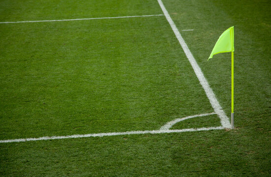 soccer field with lines and corner flag