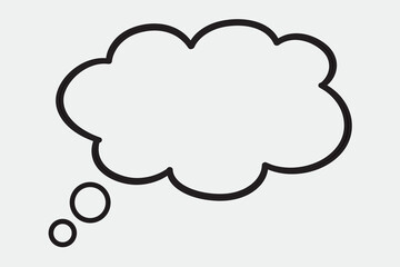 Think bubble isolated on grey background. Trendy think bubble in flat style. Modern template for social network and label. Creative thought balloon. Cloud line art, vector illustration
