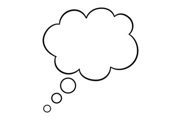 Think bubble isolated on white background. Trendy think bubble in flat style. Modern template for social network and label. Creative thought balloon. Cloud line art, vector illustration